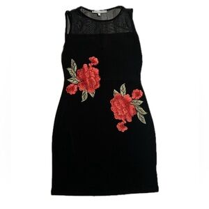 Black dress with rose embroidery